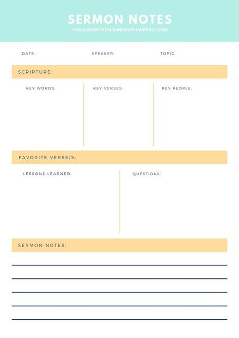 Bible Sermons Notes, Bible Notes Template, Sermon Notes For Kids, Cute Sermon Notes, Church Notes Template, How To Take Sermon Notes, Sunday Sermon Notes, Sermon Notes Template Free Printable, Free Printable Sermon Notes For Adults