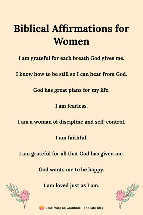 God Affirmations Faith, Biblical Declarations For Women, Prayers For Women Daily, Daily Godly Affirmations, Biblical Affirmations Scriptures For Women, Motivational Scriptures For Women, Daily Scriptures For Women, Daily Prayer For Women Spiritual Growth, Positive Women Affirmations