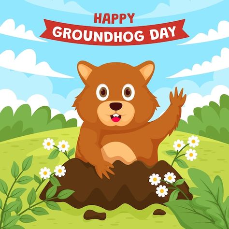 Happy Groundhog Day, Day Illustration, Groundhog Day, Premium Vector, Graphic Resources