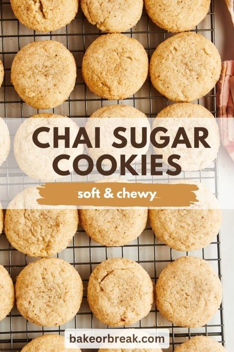 Chai Sugar Cookies - Chewy, Cozy, and Easy to Make! Chia Cookie Recipes, Dirty Chai Cookies, Chi Tea Cookies, Chia Tea Cookies, Chai Shortbread Cookies, Gluten Free Chai Cookies, Chai Cookie, Chia Cookies, Chi Cookies