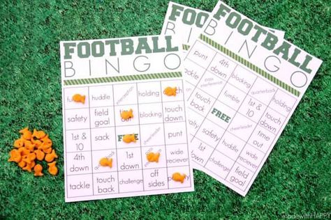 8 Super Bowl Party Activities For Kids Kids Football Parties, Fun Football Games, Football Bingo, Super Bowl Activities, Party Activities For Kids, Superbowl Party Games, Viking Party, Family Football, Superbowl Game