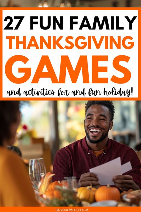 27 easy family Thanksgiving games and activities - that your family will love to play. Find party game ideas for adults, kids, teens, toddlers, and even work gatherings! From hilarious interactive party holiday games to conversation starters to ice breakers to group activities like turkey games, pumpkin decorating, bingo, and printable crafts, you'll love these fun outdoor game ideas and indoor game ideas for classroom activities, fun family gatherings, and fall party game ideas. Fall Party Game Ideas, Indoor Game Ideas, Party Game Ideas For Adults, Family Thanksgiving Games, Outdoor Game Ideas, Game Ideas For Adults, Thanksgiving Ice Breakers, Thanksgiving Interactive, Turkey Games