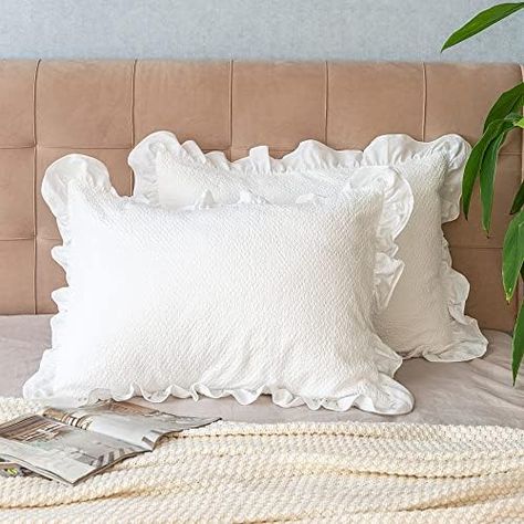 Amazon.com: Pillow Shams Set of 2 Pure Cotton Champray Ruffled Edge,Thick and Solid Washed Dobby Heavy Fabric (Standard 20x26 inches) : Home & Kitchen Sewing Envelope, Rustic Victorian, Parisian Bedroom, Sleep More, Garden Bedding, Shabby Vintage, Romantic Style, Home Decor Furniture, Vintage Patterns