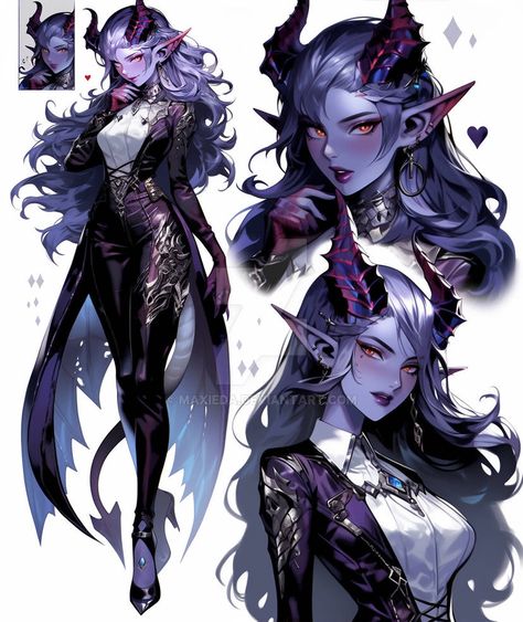 Dragon Lady Art, Outfit Character Design, Demon Outfit, Female Demons, Character Artist, Elf Art, Character Design Girl, Ange Demon, Dragon Artwork