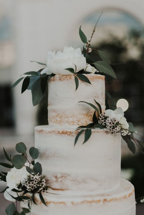 3 Tier Wedding Cake With Greenery, Wedding Cake Foliage, Wedding Cakes With Greenery, Cakes With Greenery, White Wedding Cake With Greenery, Wedding Cake Eucalyptus, Wedding Cake With Greenery, Seminaked Wedding Cake, Sorrento Wedding