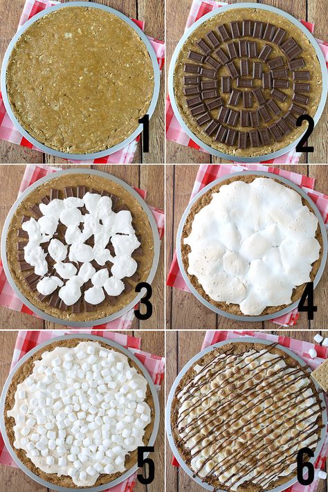 s'mores pizza recipe with graham cracker cookie crust Graham Cracker Crust Smores, Dessert Pizza Ideas, Smores Pizza Recipe, Smores Pizza, Dessert Pizza Recipe, Graham Dessert, Dessert Pizzas, Dessert For A Crowd, Fruit Pizza Sugar Cookie Recipe