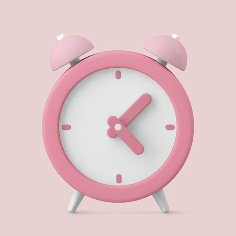 Pink alarm clock 3d clipart, business graphic psd | premium image by rawpixel.com / Hein Pink Alarm Clock, Clock Clipart, Aesthetic Highlight Covers Instagram Pink, Clock Drawings, Pink Clocks, Cute Clock, Icons Pink, Time Alarm, Clock Icon