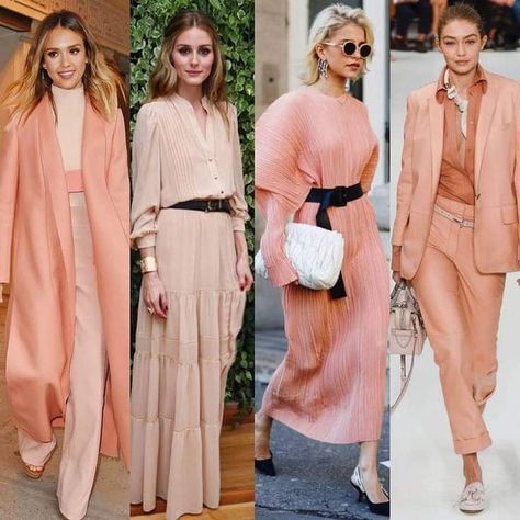 Salmon Color Outfit, Salmon Pink Outfit, Salmon Outfit, Peach Clothes, Color Durazno, Light Spring Colors, Peach Palette, Clear Spring, Color Trends Fashion