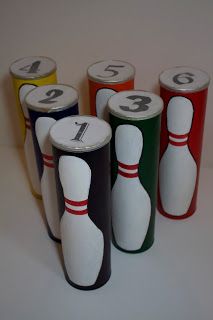 Handmade by Meg K: Reuse Bowling Set Diy Bowling Pins, Pringles Can Ideas, Diy Bowling, Diy Outdoor Toys, Kids Bowling, Bowling Birthday Party, Can Ideas, Backyard Activities, Mini Bowling