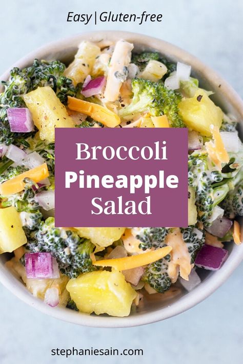 Broccoli Pineapple Salad, Fresh Pineapple Salad Recipes, Pineapple Salad Recipes Healthy, Hawaiian Broccoli, Cold Summer Meals, Starvin Marvin, Pineapple Salad Recipes, Cold Recipes, Broccoli Salads