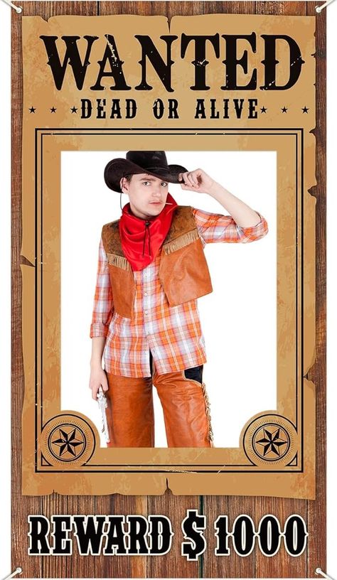 Amazon.com: West Wanted Photo Booth Prop Selfie Frames Western Cowboy Party Decorations Rodeo Backdrop Photoshoot and Wanted Photo Booth for Wild Western Cowboy Cowgirl Rustic Party Supplies : Home & Kitchen Wanted Photo Booth, Rodeo Backdrop, Wild Wild West Party, Western Cowboy Party, Swim Banquet, Cowboy Party Decorations, Western Themed Party, Backdrop Photoshoot, Wild West Party