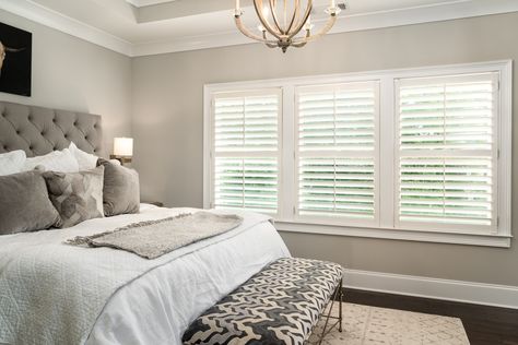 Shutters In Bedroom Decor, Shutters Bedroom Window, Blinds In Bedroom Window, Bedrooms With Shutters, Shutter Blinds Bedroom, Bedroom With Shutters, White Shutters Bedroom, Shutters Interior Window Bedrooms, Bedroom Window Shutters