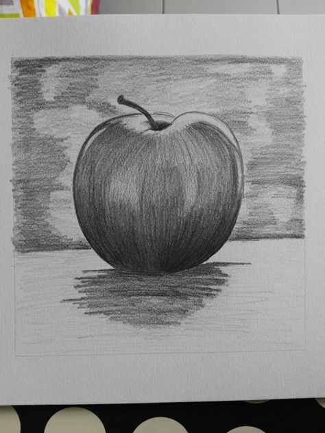 Apple 3d Drawing, Grape Drawing, Apple Sketch, Table Sketch, Drawing Apple, Drawing Basics, Still Life Sketch, Apple Picture, Magazine Wall