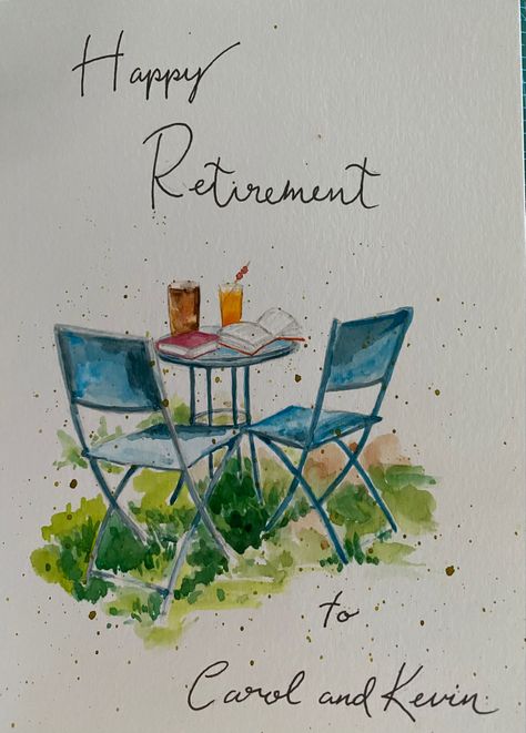 Retirement Watercolor Cards, Retirement Cards Handmade, Happy Retirement Cards, Recycled Paper Crafts, Different Forms Of Art, Homemade Card, Retirement Cards, Cards Art, Happy Retirement