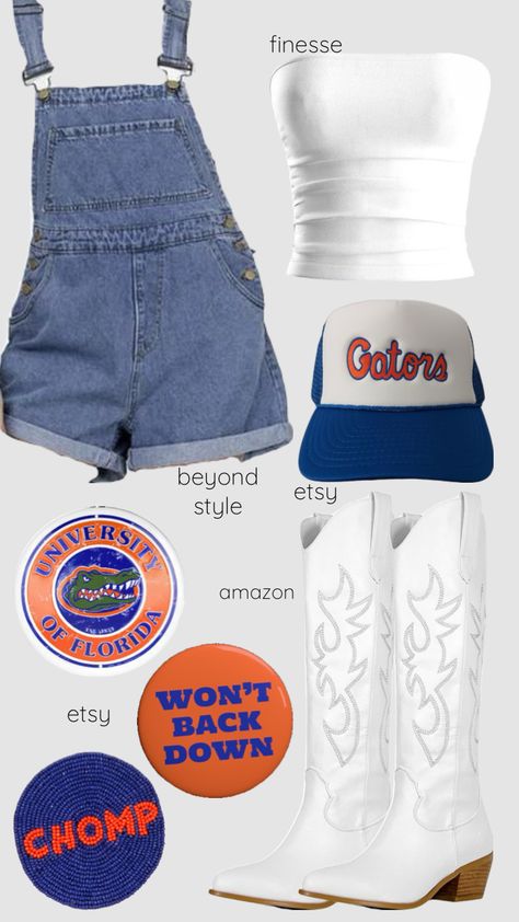 university of florida game day inspo!! #gamedayinspo #gamedayoutfits #gamedayoutfit #gamedayfit #universityofflorida College Football Game Outfit, College Tailgate Outfit, College Gameday Outfits, College Game Day, College Football Games, Tailgate Outfit, College Game Days, Football Game Outfit, College Fits