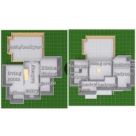 Bloxburg House Layouts, Beach House Layout, Roblox Builds, Bloxburg Layout, House Plans 2 Story, House Outline, Roblox House, Two Story House Design, House Plans With Pictures