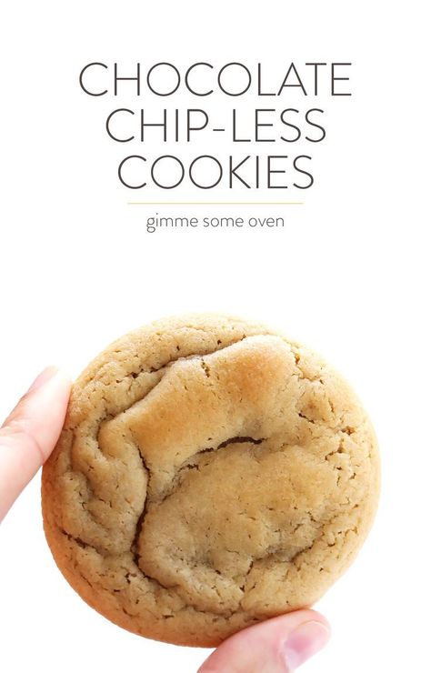 These soft and chewy Chocolate "Chip-Less" Cookies are everything you love about traditional CCCs...just without the chocolate chips! So delicious, especially when sprinkled with flaked sea salt. | gimmesomeoven.com (Dessert | Vegetarian) No Chip Chocolate Chip Cookies, Chocolate Chip Cookies No Chocolate, Cookie Recipes With Oil, Fast And Easy Cookies, Cake Like Chocolate Chip Cookies, Chocolate Chipless Cookie, Cookies Without Vanilla Extract, Cakey Chocolate Chip Cookies, 21 Cookies