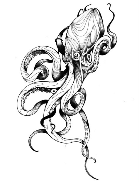 Tentacle Tattoo, Octopus Sketch, Octopus Tattoo Sleeve, Kraken Tattoo, Maching Tattoos, Octopus Tattoo Design, Native Tattoos, Octopus Tattoos, Octopus Design