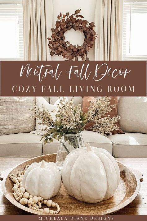 Rustic Glam Fall Decor, Neutral Fall Home Decor Ideas, Neutral Color Fall Decor, Kirklands Home Decor Fall, Fall Neutral Decor Ideas For The Home, Fall Modern Farmhouse Decor, White Fall Mantle Decor, Fall Vignettes Living Room, Neutral Fall Decor 2023