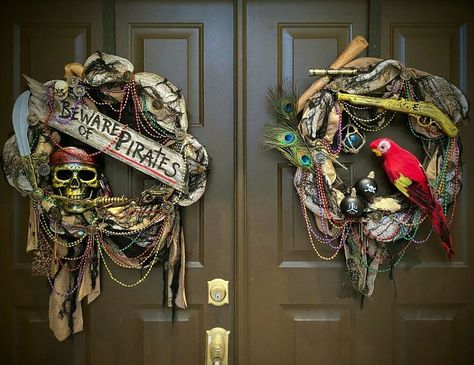 Gasparilla Pirate Wreaths Pirate Wreath, Themed Wreaths, Pirate Names, Personalized Wreaths, Hand Painted Decor, May Day, Pirate Theme, Tampa Fl, Beautiful Decor