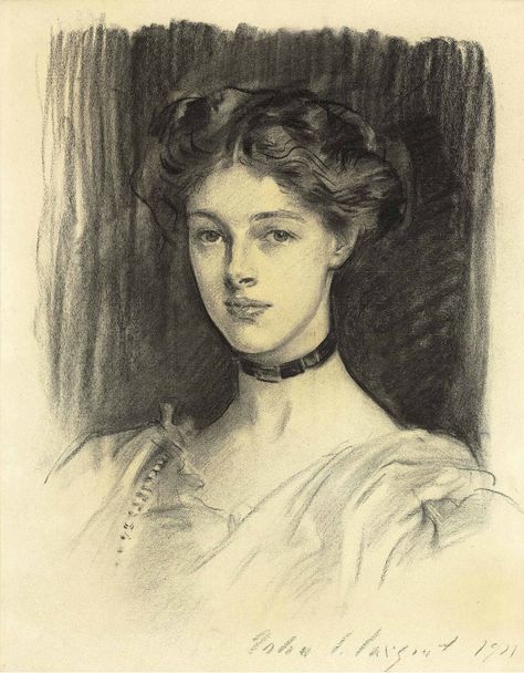 John Singer Sargent - Portrait of Eva Katherine Balfour, later Lady Buxton (1889-1978), 1911 Sargent Sketches, Singer Sergeant, John Sargent, Portrait Au Crayon, Sargent Art, 얼굴 그리기, Charcoal Portraits, John Singer Sargent, 수채화 그림