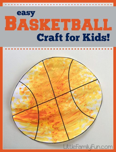 Little Family Fun: Basketball Craft for Kids - good for little ones (poss. dot painting?) Basketball Project, Basketball Crafts, Basketball Birthday Parties, Ball Birthday Parties, Activities For Boys, Ball Birthday, Sport Craft, Kids Basketball, Art Activities