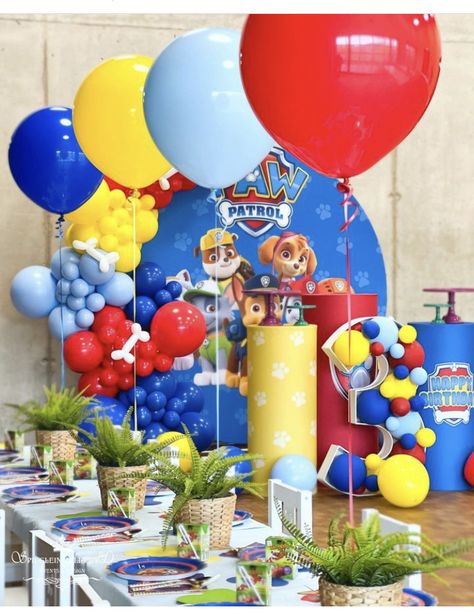 Paw Patrol Table Setup, Paw Patrol Table Centerpieces, Paw Patrol Table Decorations, Paw Patrol Party Ideas Decoration, Paw Patrol Birthday Party Decorations, Diy Paw Patrol, Paw Patrol Party Ideas, Paw Patrol Banner, Paw Patrol Birthday Party Cake