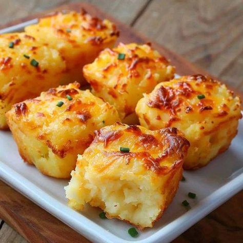 Air Fryer Recipes UK! | Leftover Mashed Potato Cheese Puffs | Facebook Mashed Potato Bites, Fast Snack, Potato Puffs, Potato Muffins, Potato Cheese, Cheesy Mashed Potatoes, Puff Recipe, Potato Bites, Cheese Puffs