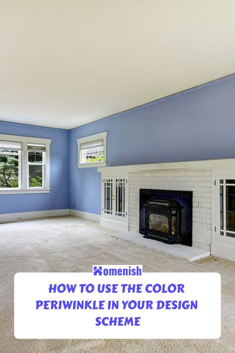 How to Use the Color Periwinkle in Your Design Scheme Periwinkle Room Bedrooms, Periwinkle Living Room Walls, Periwinkle Dining Room, Periwinkle Home Decor, Periwinkle Bathroom Ideas, Periwinkle Bedroom Walls, Periwinkle Blue Color Palette, Periwinkle Blue Bedroom, Periwinkle Living Room