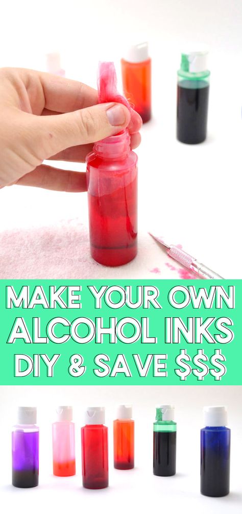 Alcohol inks can be really expensive. Luckily there is a DIY option for frugal crafters... Get in on these homemade alcohol inks, a super easy project that will save you money! Make Your Own Alcohol, Diy Alcohol Ink, Making Alcohol, Diy Alcohol, Homemade Alcohol, Alcohol Ink Crafts, Ink Crafts, Wine Bottle Diy Crafts, Wine Bottle Diy