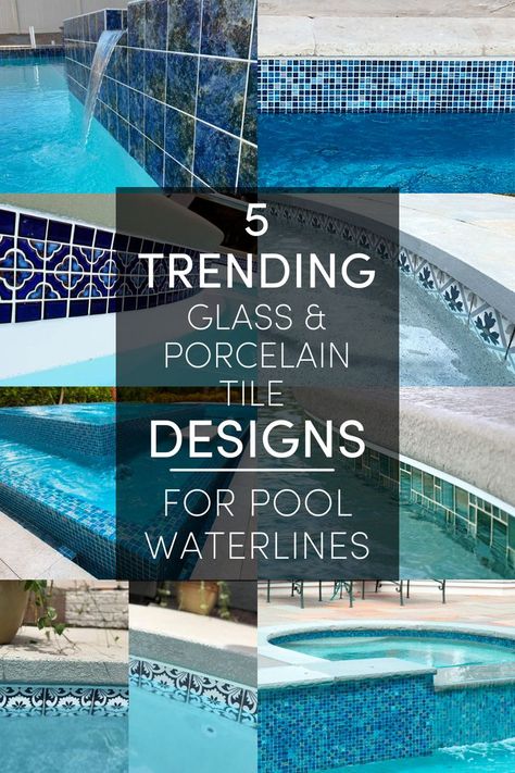 Picking the right pool waterline tile is essential for creating the perfect aesthetic for your backyard oasis. It’s the finishing piece that ties together your entire outdoor space. But with so many options, where do you start your search? To help you get started, we’ve compiled 5 pool waterline trends for 2022. Swimming Pool Tiles Ideas Modern, Swimming Pool Tiles Design, Swimming Pool Tiles Colors, Best Pool Tile Colors, Luv Tile Pool, Pool Surround Tiles, Tile For Pools Swimming, Swimming Pool Tile Designs, Pool Tile Combinations