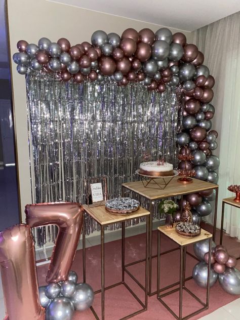 Birthday Party Rose Gold Theme, Rose Gold And Silver Party Decorations, Gold And Silver Party, Silver Party Decorations, Rose Gold Party Decor, Sweet 17, Western Birthday Party, Rose Gold Theme, Western Birthday