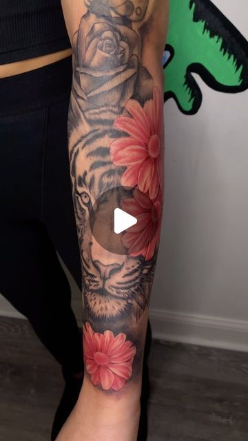 Jay Inkk on Instagram: "Half sleeve tiger piece 🌸 

Official Account
Booking Link On IG @jay_inkk_

I create for the luv of art, not for the clout. Stay Locked!! 

#jayinkk #tattooartist #clevelandtattoos #tattoonumbingcream #explore #ink #tattoorealism #tattooidea #armtattoo" Women Tiger Tattoo, Summer Walker, Numbing Cream, Upper Arm Tattoos, Tiger Tattoo, Official Account, Pretty Tattoos, Half Sleeve, Arm Tattoo