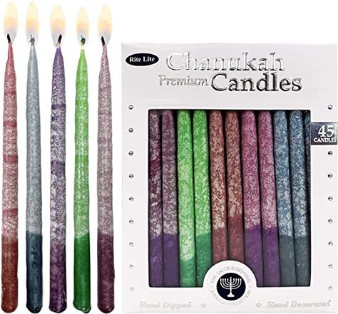 Rite Lite Premium Chanukah Candles - Pack of 45 - Hanukkah Candles for The Menorah (Frosted Rustic) Candle Colors, Candle Lighting Ceremony, Menorah Candles, Hand Dipped Candles, Specialty Candles, Candle Lighting, Elegant Candle, Hanukkah Candles, Elegant Candles