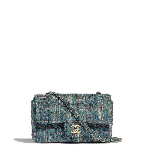 Tweed & Gold-Tone Metal Green, White, Blue & Orange Mini Flap Bag | CHANEL Chanel Mini Flap Bag, Chanel Classic Flap Bag, Chanel Lover, Tweed Bag, Chanel Store, Chanel Tweed, Chanel Flap Bag, Classic Flap Bag, Chanel Mini