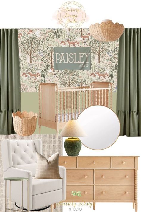 Nursery Paint Color, Paisley Nursery, Nursery Paint, Pink And Green Nursery, Paint Color Trends, Nursery Paint Colors, Woodland Themed Nursery, Shared Nursery, Nursery Designs