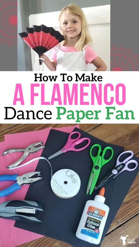 Learn more of the culture of Spain by creating a Flamenco dance paper fan!  Simple fun activity, with book ideas, links to Flamenco dancers and more!! Spain Day At School, Spain World Thinking Day, Spain Eyfs Activities, Spain Crafts For Preschool, Spain Art Projects For Kids, Spain Activities For Preschool, Hispanic Heritage Month Activities Prek, Spain Activities For Kids, Spanish Crafts For Kids