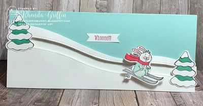 Stampin Up Slider Cards, Stampin Up Freezing Fun, Slider Card Ideas, Slider Cards Tutorial How To Make, Donkey Cards, Bunny Money, Spinner Cards, Shaded Spruce, Spinner Card