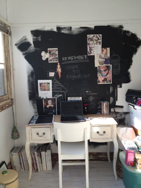 . Chalkboard Paint Wall, Evil Lair, Condo Inspiration, Chalkboard Wall Bedroom, Blackboard Paint, Room Maker, Teen Rooms, Blackboard Wall, Bedroom Redesign