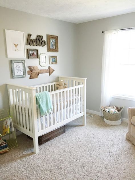 They got half of that stuff that's on the wall from hobby lobby lol Nursery Collage Wall, Baby Room Colors Neutral, Nursery Collage, Neutral Inspiration, Gender Neutral Nursery Design, Nursery Design Neutral, Nursery Color, Gender Neutral Baby Room, Neutral Nurseries