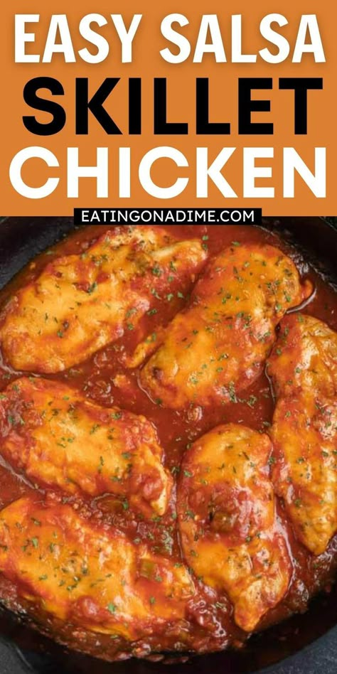 Skillet Salsa Chicken, Salsa Chicken Skillet, Salsa Chicken Stovetop, Chicken And Salsa Recipe, Chicken Picante Recipe, Chicken Salsa Recipe, Chicken With Salsa Recipe, Skillet Chicken Breast, Easy Salsa Chicken