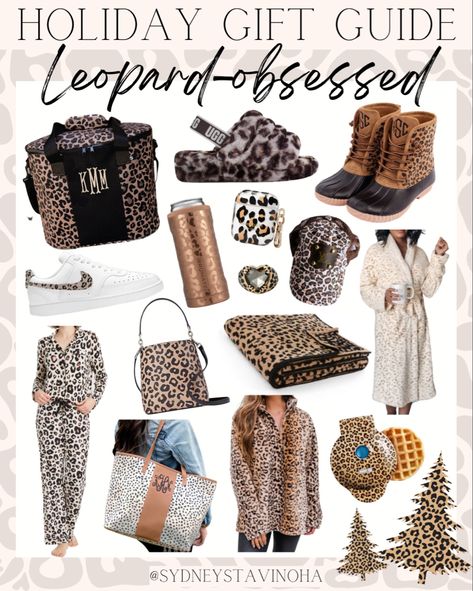 GIFTS FOR THE LEOPARD-OBSESSED: These are some of my favorite gift ideas for anyone who loves leopard print! 🐆 #giftidea #giftguide #giftsforher #leopard #leopardgifts #animalprint #christmasgift #holidaygift #holidaygiftguide #christmas #holidays #stockingstuffer #giftsformom #giftsforgrandma #girlgifts #giftsforteengirls #slippers #uggslippers #wafflemaker #duckboots #cooler #nike #whitesneakers #katespade #leopardbag #leopardhat #leopardpajamas #pjs #totebag #leopardsweatshirt #robe #brumat Gift Ideas For Anyone, Leopard Print Gifts, Fluff Yeah Slide, Leopard Pajamas, Leopard Hat, Panther Print, Leopard Bag, Gift Sets For Her, Ugg Slippers