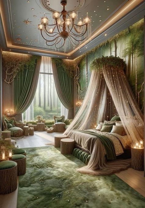 Fairy Tale Bedroom, Fantasy Mansion, Woodland Princess, Fairytale Bedroom, Woodland Bedroom, Magical Bedroom, Forest Bedroom, House Additions, Earth House