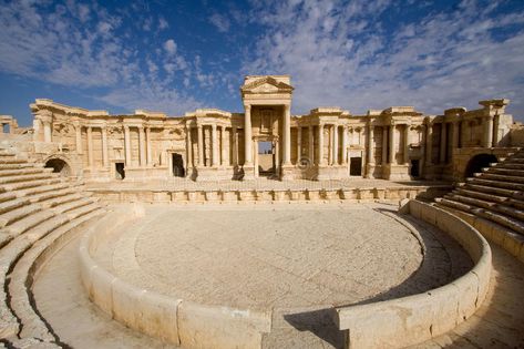 Antique roman theatre of Palmyra Syria. View of the ancient roman theater of Pal , #sponsored, #theatre, #Palmyra, #Antique, #roman, #ancient #ad Roman Theatre Architecture, Ancient Roman Theatre, Greek Theater Drawing, Ancient Theater, Celebrity House, Palmyra Syria, Temple Building, Sol Invictus, Roman Ancient