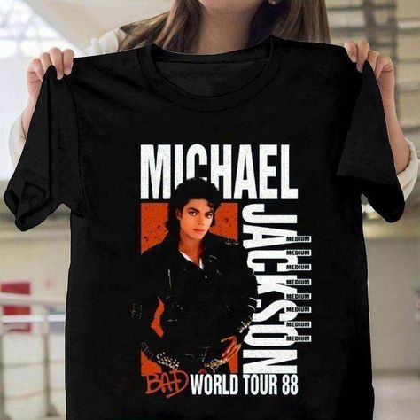 Michael Jackson Concert, Concert T Shirts, Michael Jackson Tour, Bad Michael, Michael Jackson Bad Tour, Jackson Bad, Happy Shirt, Michael Jackson Bad, Staple Wardrobe Pieces