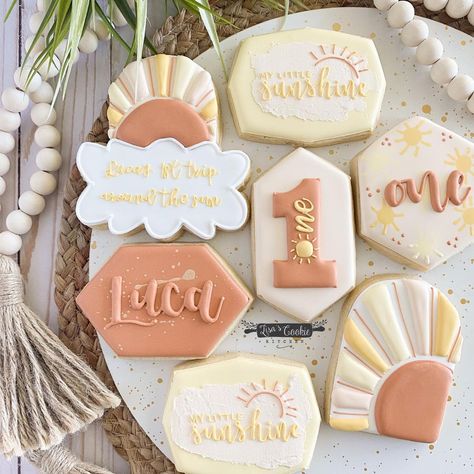 Sunshine Cookies, Sunshine First Birthday, First Birthday Cookies, Sunshine Birthday, 1st Birthday Themes, First Birthday Themes, First Birthday Party Themes, Baby Birthday Party, Baby Shower Cookies