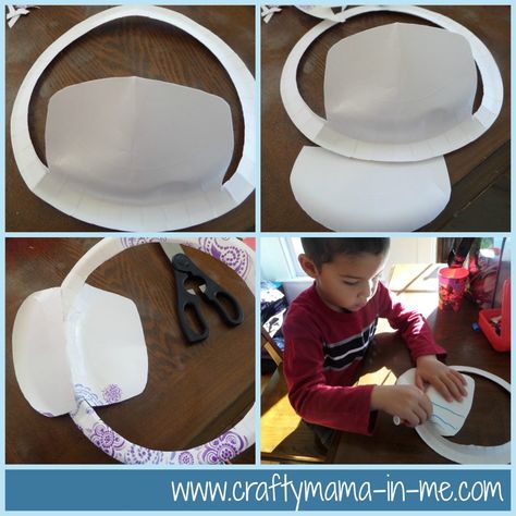 DIY Engineer Paper Plate Hat Inspired by Pete the Cat - Crafty Mama in ME! Craft Ladybug, Paper Plate Hats, Craft Elephant, Plate Crafts For Kids, Train Hat, Engineer Hat, Conductor Hat, Valentine Paper, Paper Plate Craft