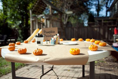 Pumpkin Party Inspo Fall Festival Backyard Party, Fall Festival Block Party, Diy Pumpkin Patch Party, Pumpkin Birthday Activities, Harvest First Birthday Party, Pumpkin Patch Theme Party, Fall Festival Table Decorations, Paint A Pumpkin Party, Fall Party Ideas Games