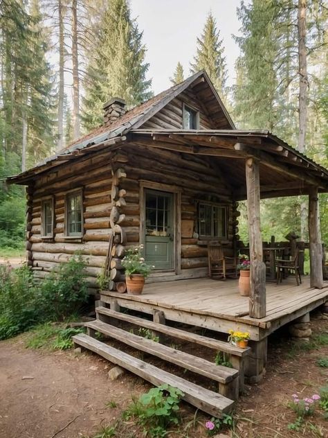 Log House Exterior, Colorado Homestead, Bush Shack, Utah Landscaping, Futuristic Houses, Tiny Log Cabin, Log Cabin Exterior, Building A Small House, How To Build A Log Cabin