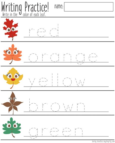 Leaves Color and Writing Practice – Dorky Doodles Fall Pre Writing Activities, Fall Tracing Worksheets, Fall Letter Tracing, Literacy Worksheets Preschool, Fall Pre Writing Worksheets Free, Fall Line Tracing Preschool, Preschool Families Activities, Writing Activities For Preschoolers, 1st Grade Crafts